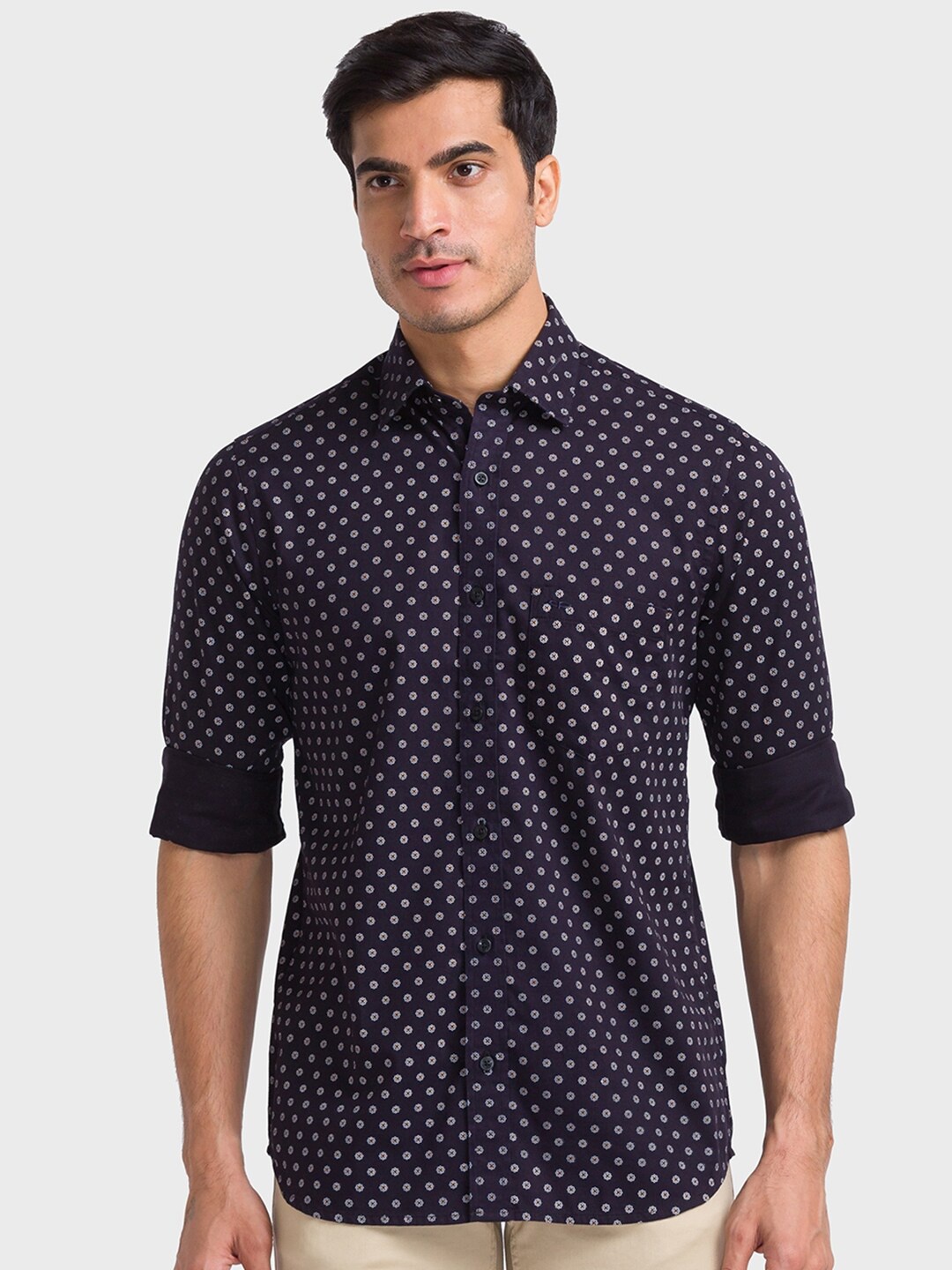 

ColorPlus Floral Printed Pure Cotton Casual Shirt, Black