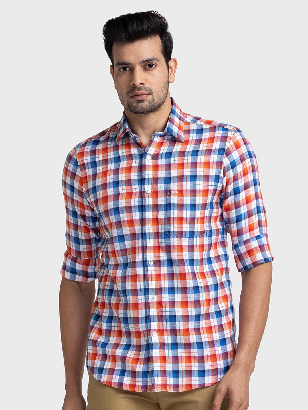 

ColorPlus Checked Pure Cotton Casual Shirt, Blue