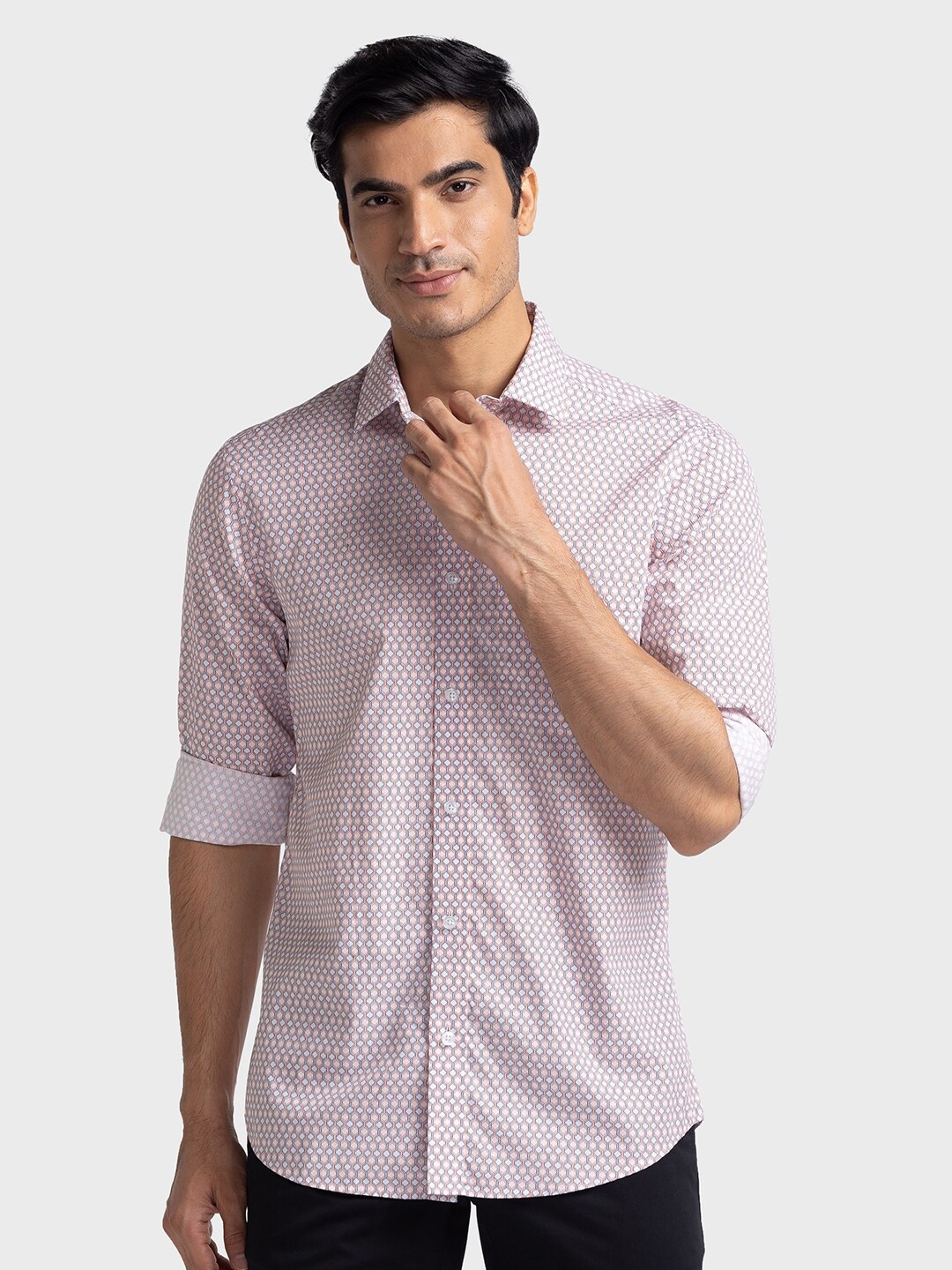 

ColorPlus Tailored Fit Micro Ditsy Printed Pure Cotton Casual Shirt, Pink