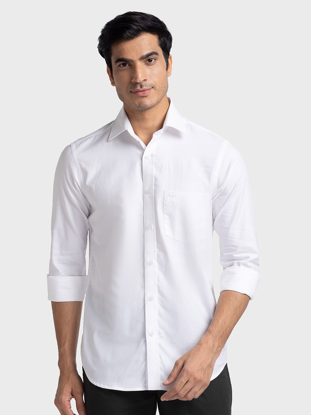 

ColorPlus Spread Collar Tailored Fit Pure Cotton Casual Shirt, White