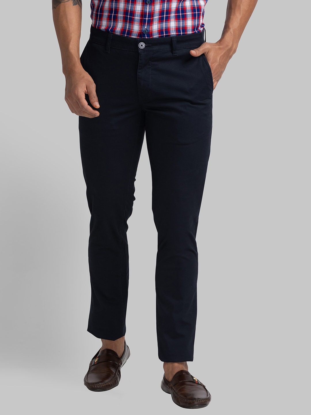 

Parx Men Slim Fit Trousers, Blue