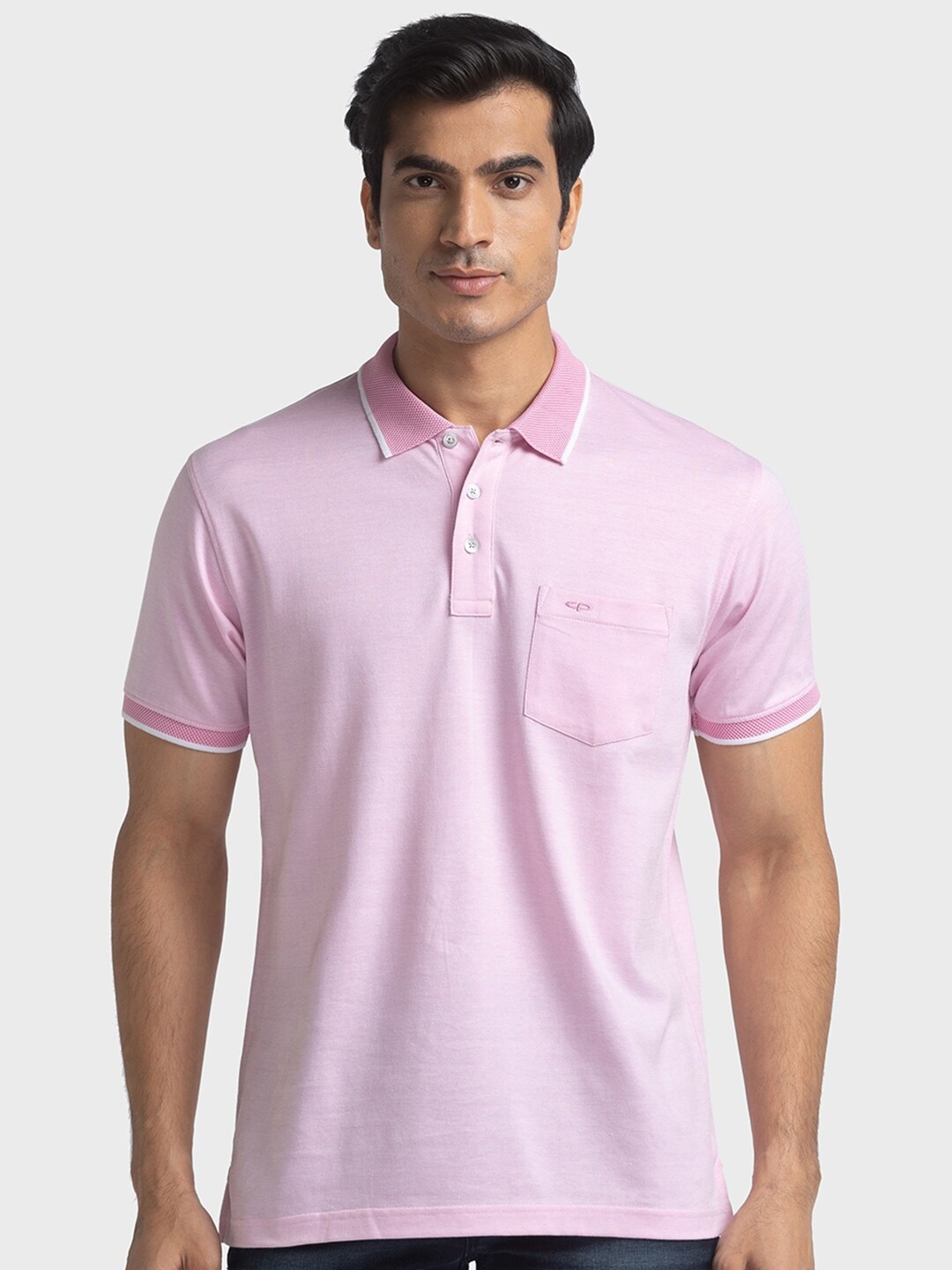 ColorPlus Polo Collar Organic Cotton Slim Fit T-shirt, Pink