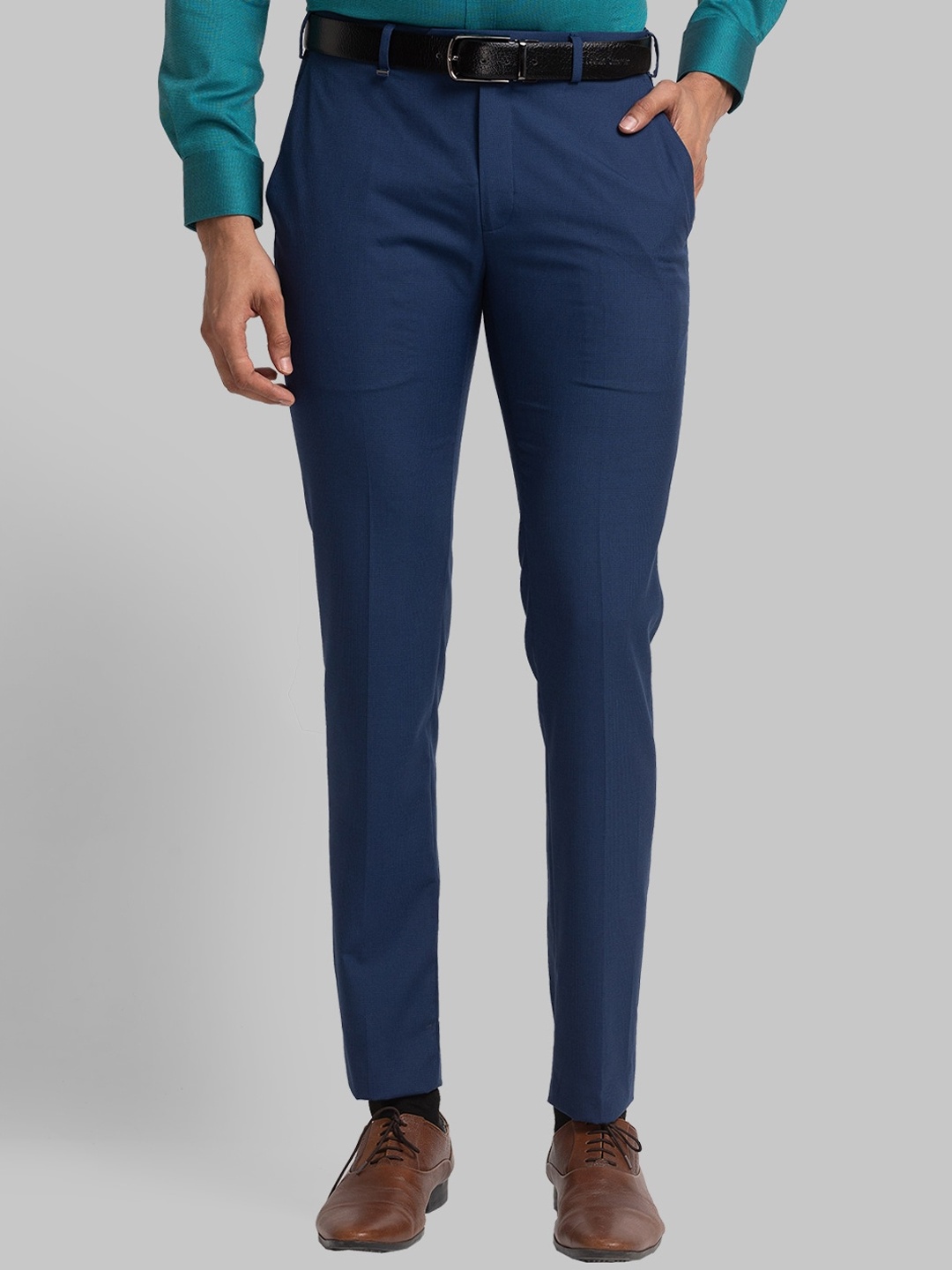 

Raymond Men Mid-Rise Formal Trousers, Blue
