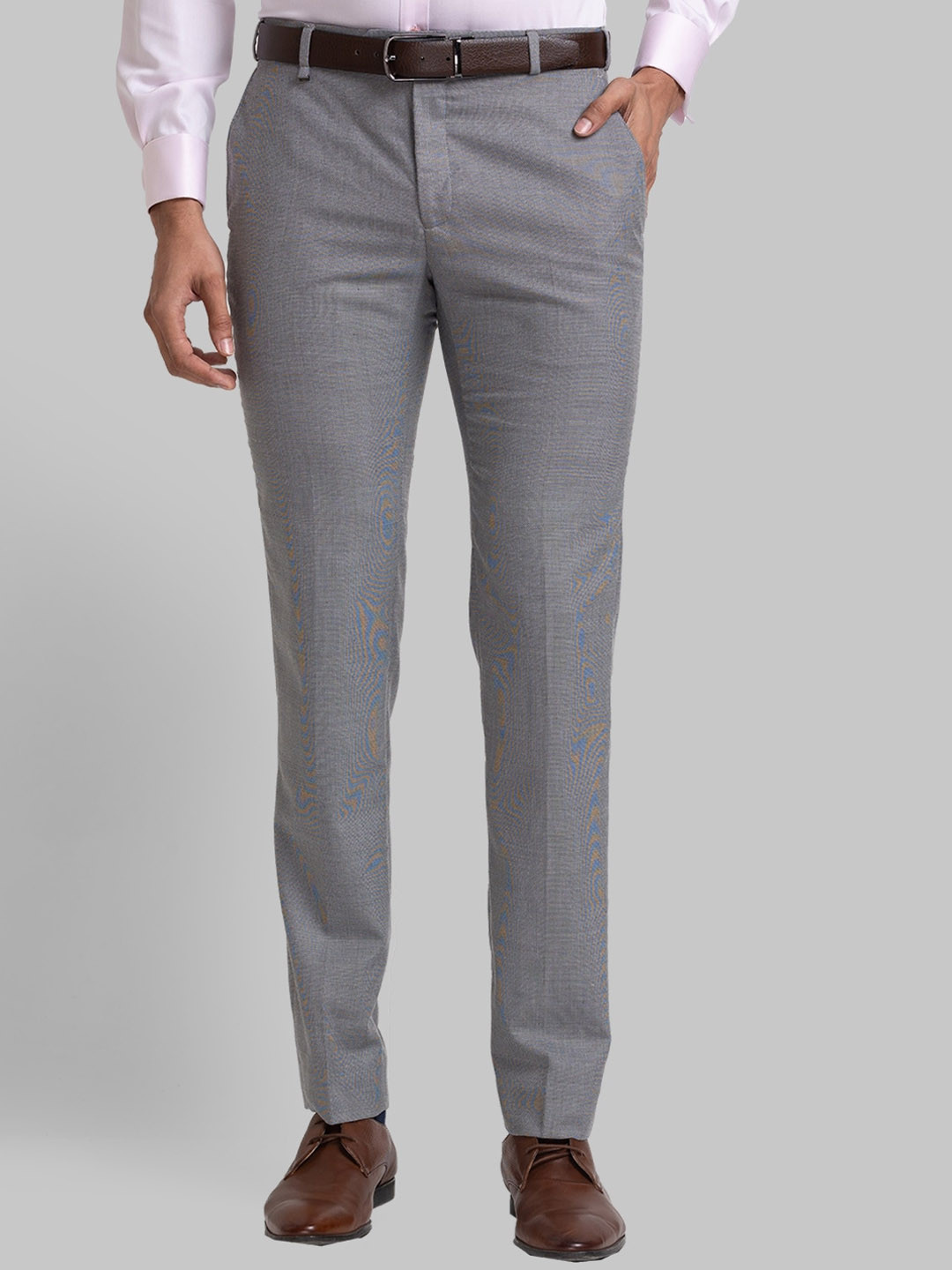 

Raymond Men Self Design Slim-Fit Formal Trousers, Grey