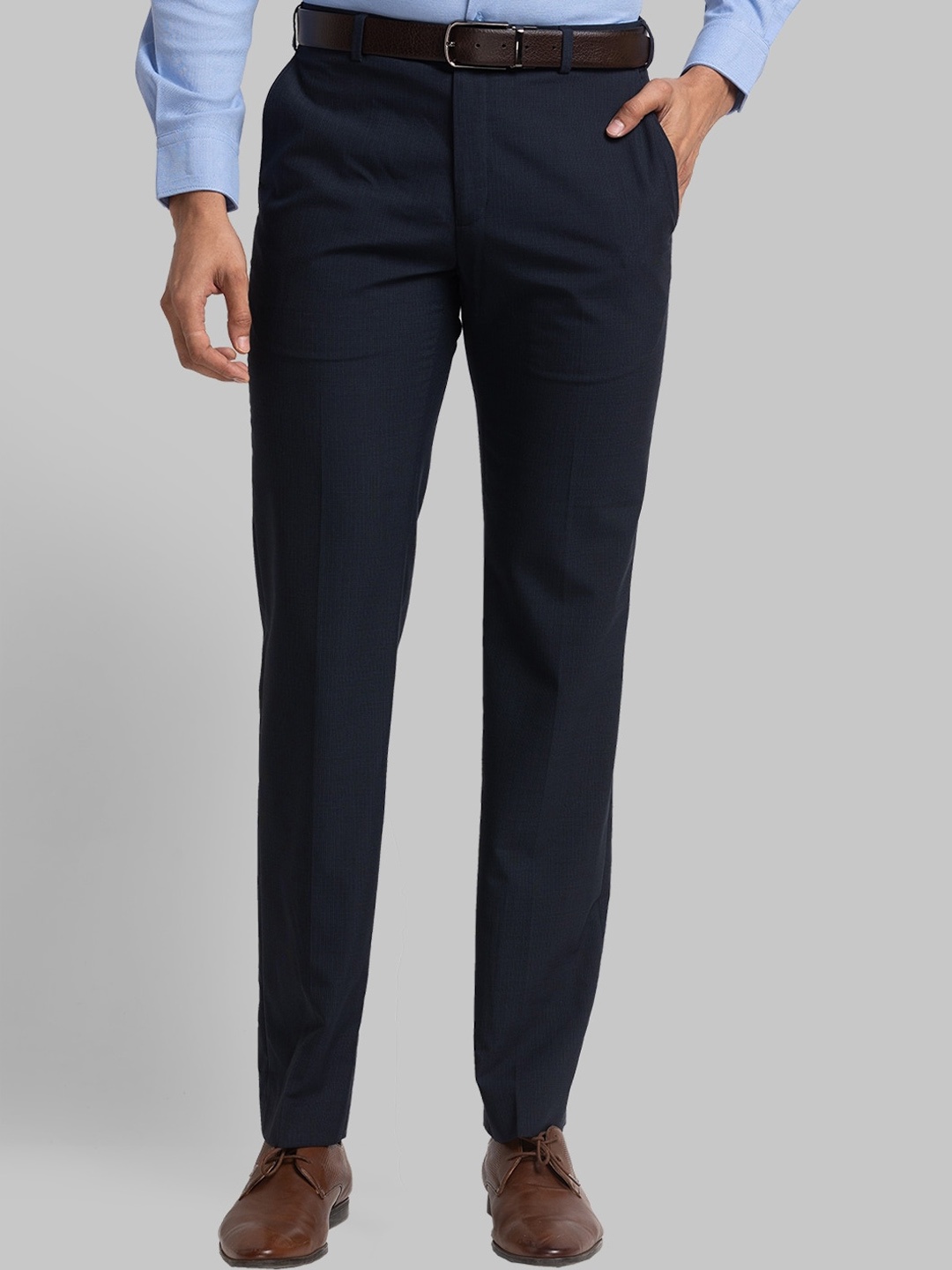 

Raymond Men Contemporary Fit Formal Trousers, Blue
