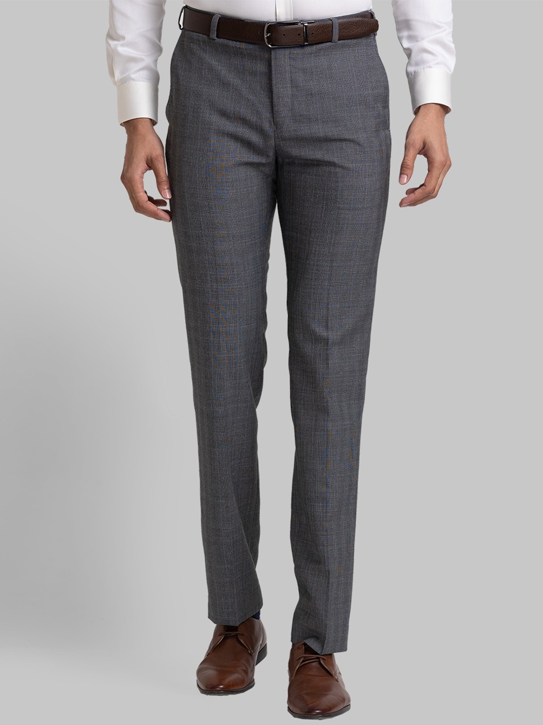 

Raymond Men Checked Contemporary Fit Trousers, Grey