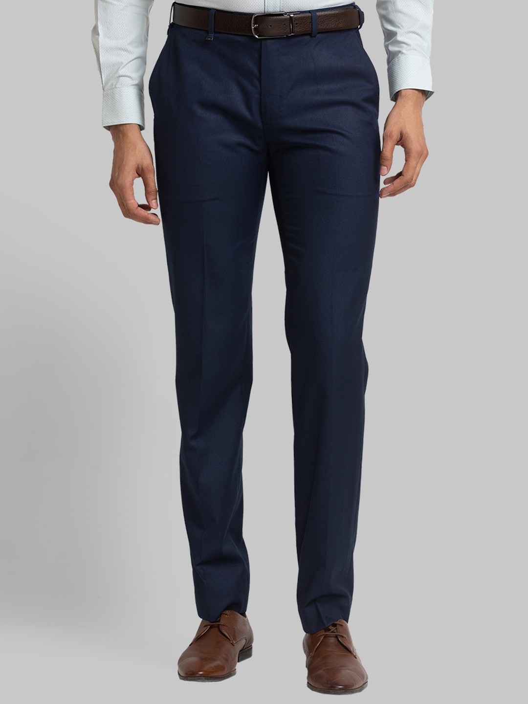 

Raymond Men Mid-Rise Formal Trousers, Blue