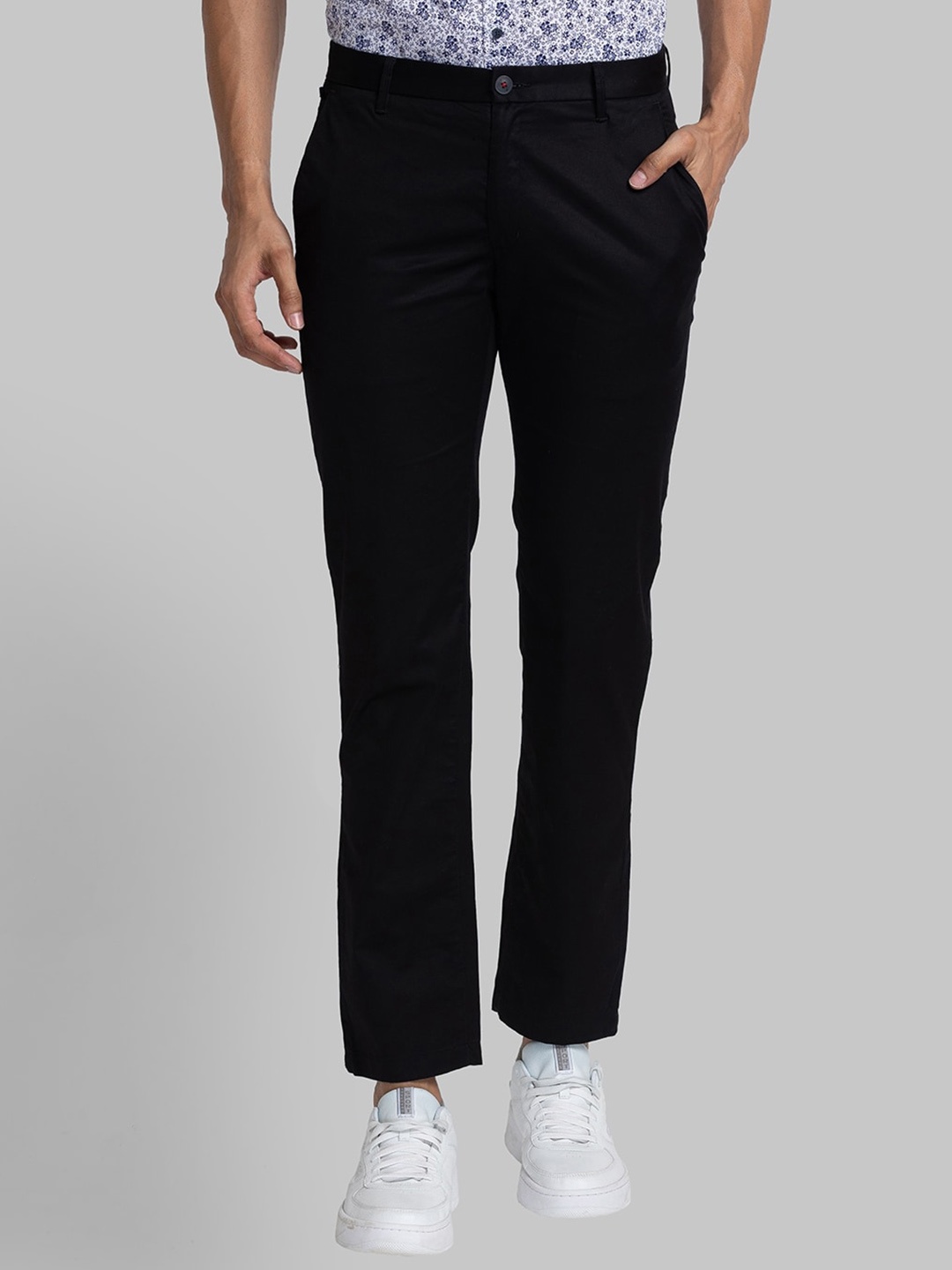 

Raymond Men Slim-Fit Trousers, Black