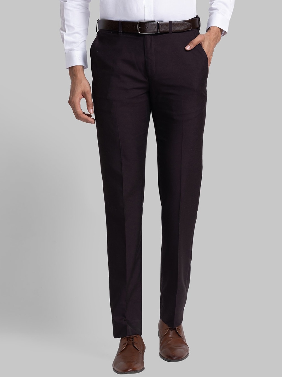 

Raymond Men Mid-Rise Formal Trousers, Maroon