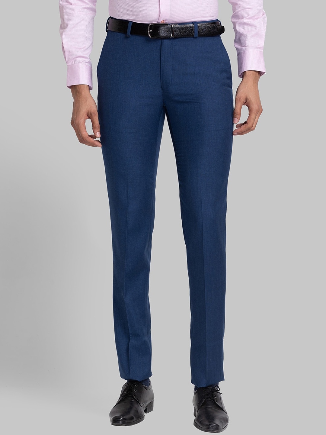 

Raymond Men Slim-Fit Formal Trousers, Blue