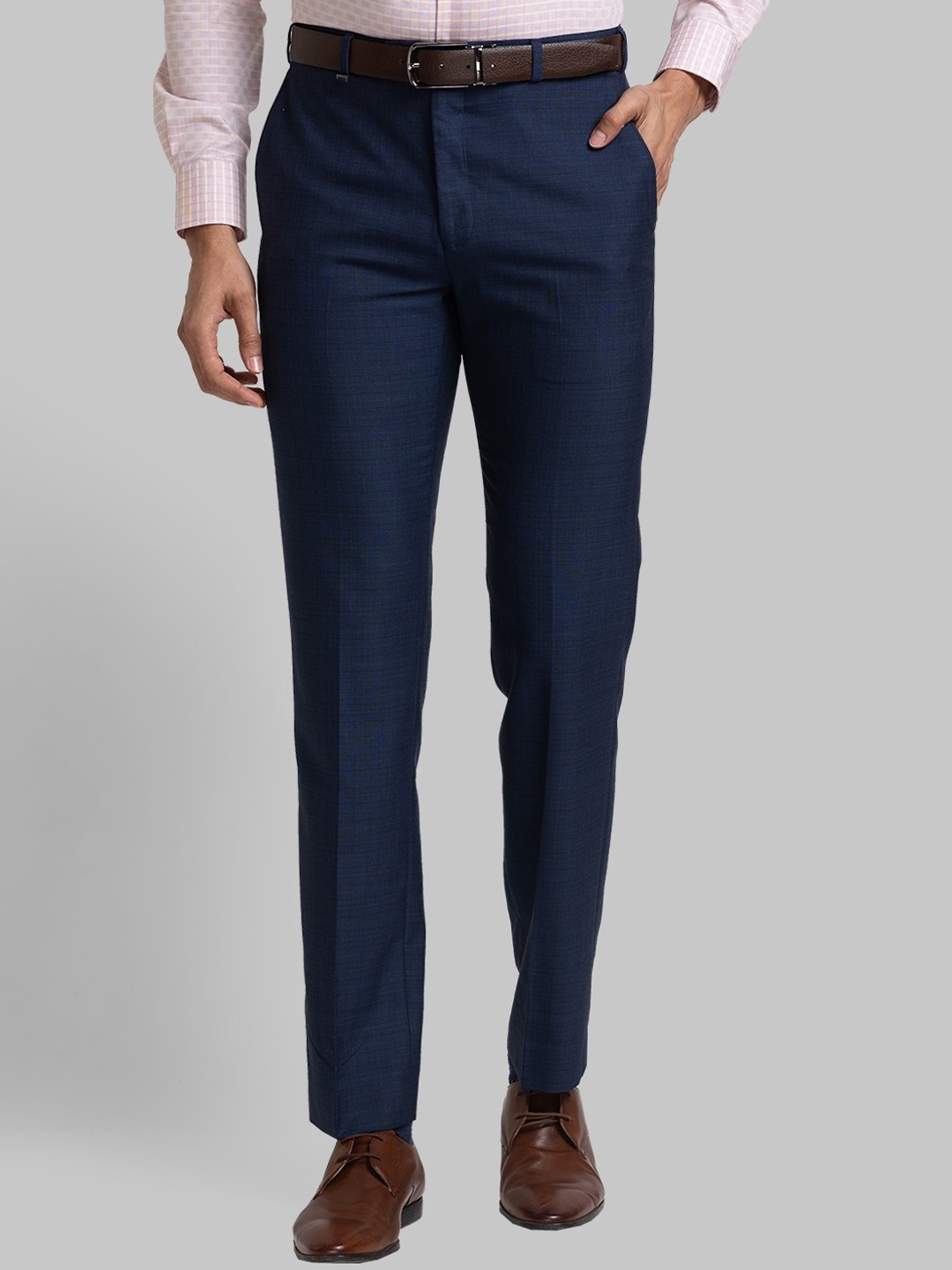 

Raymond Men Mid-Rise Formal Trousers, Blue