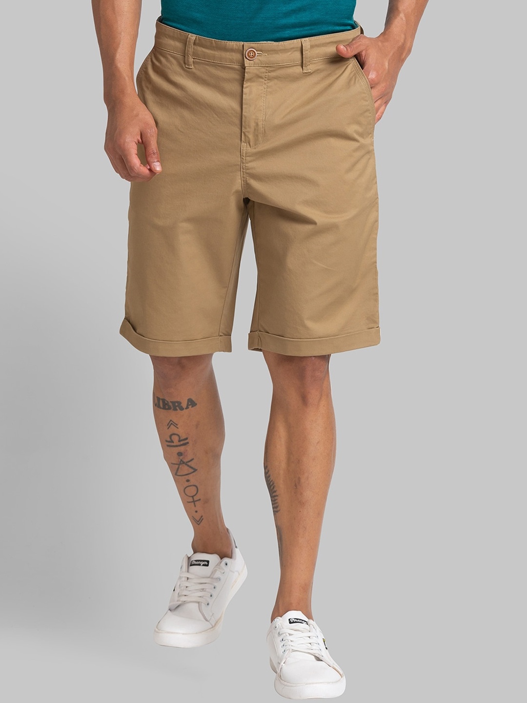 

Parx Men Mid-Rise Chino Shorts, Khaki