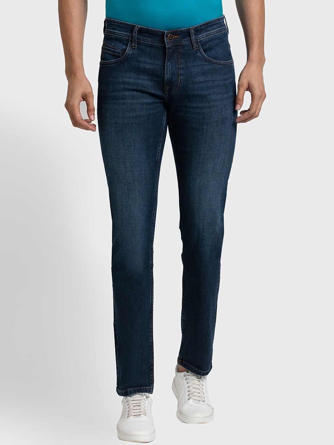 

ColorPlus Men Tapered Fit Light Fade Jeans, Navy blue