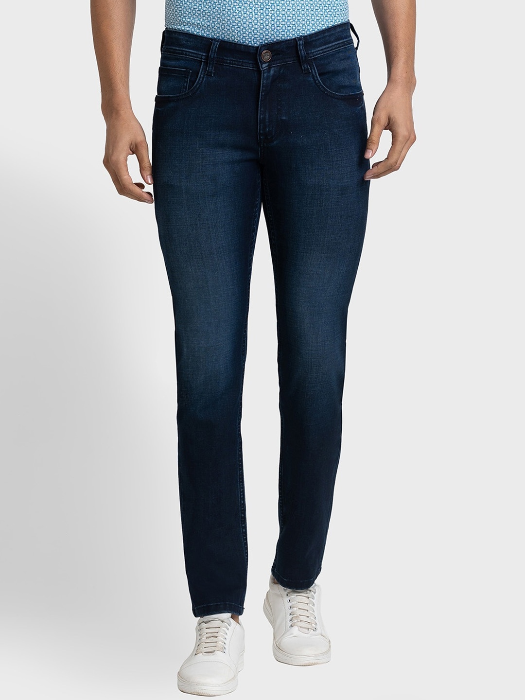 

ColorPlus Men Tapered Fit Light Fade Jeans, Navy blue
