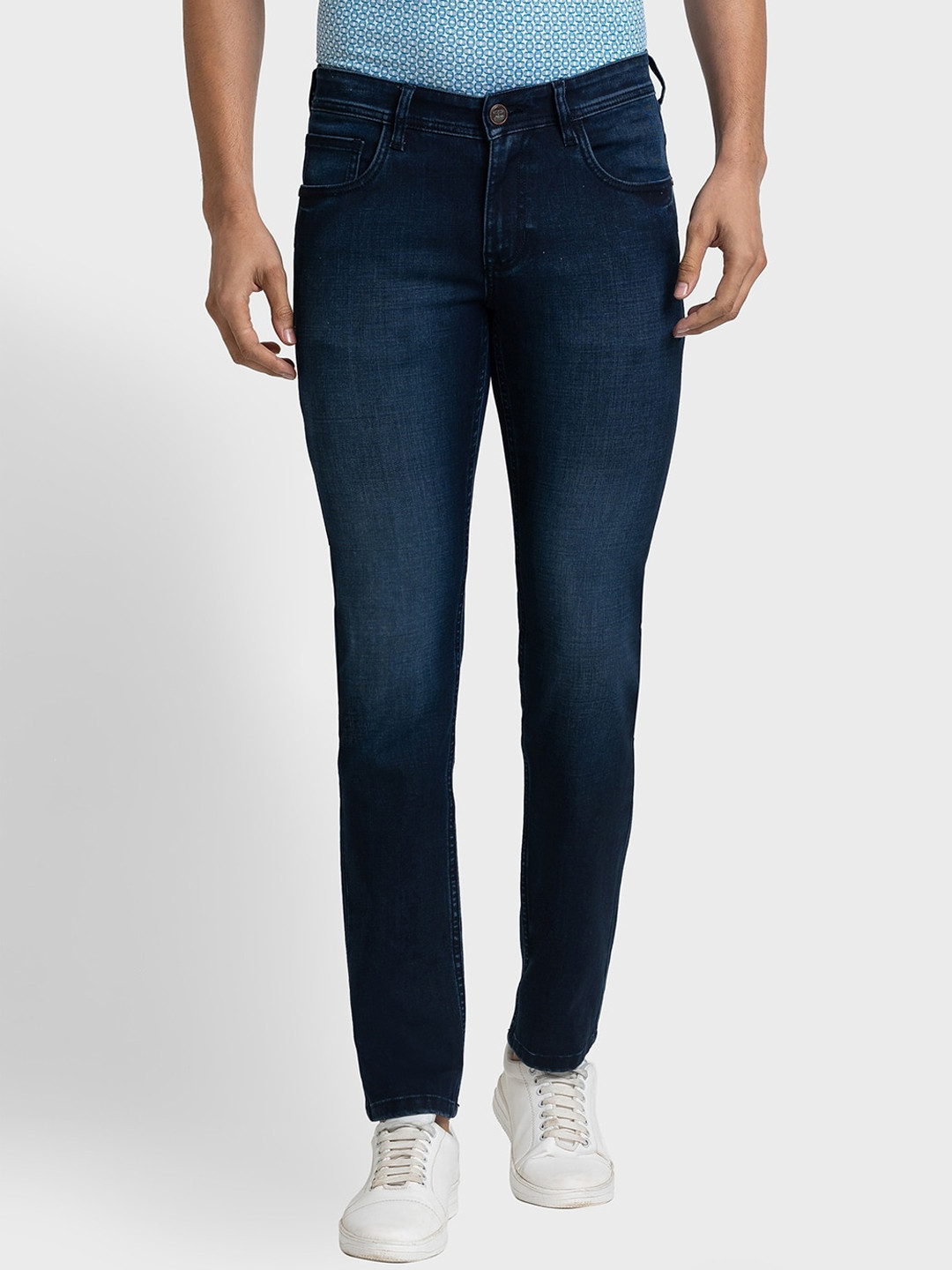 

ColorPlus Men Tapered Fit Light Fade Jeans, Navy blue