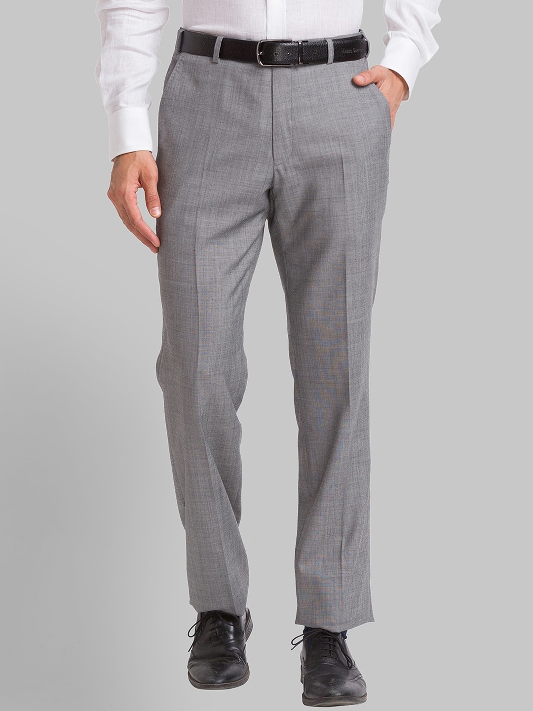 

Park Avenue Men Luxus Fit Plain Formal Trousers, Grey