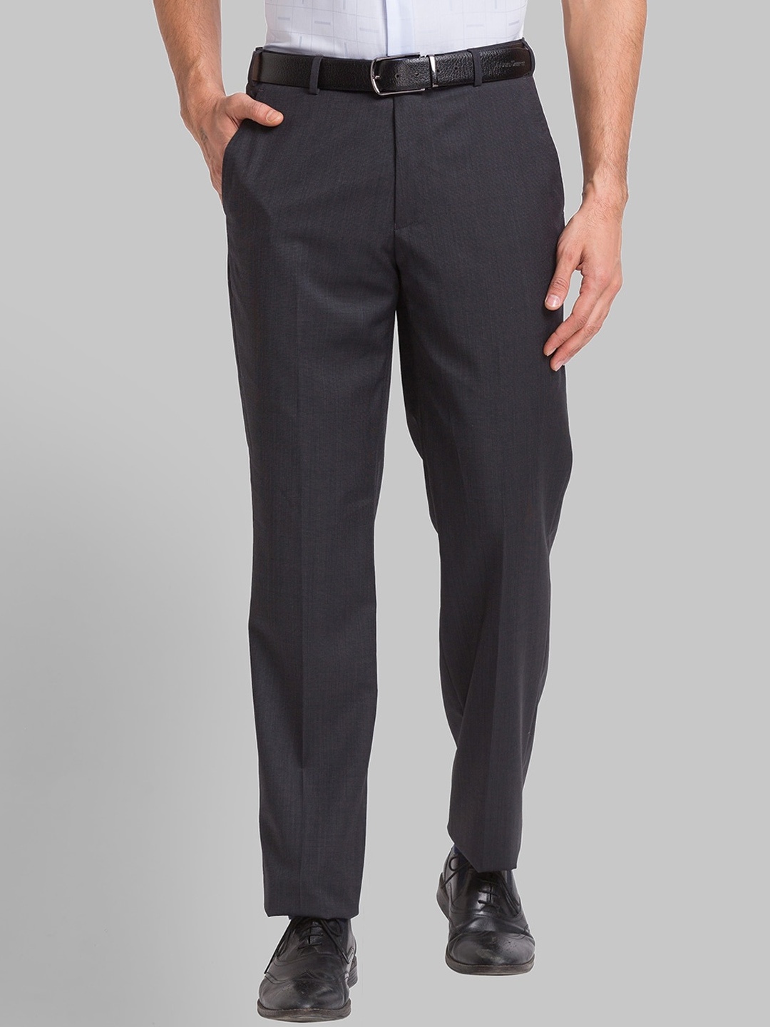 

Park Avenue Men Luxus Fit Plain Formal Trousers, Grey