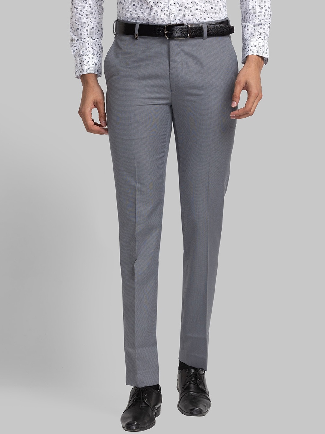 

Park Avenue Men Super Slim Fit Plain Formal Trousers, Grey