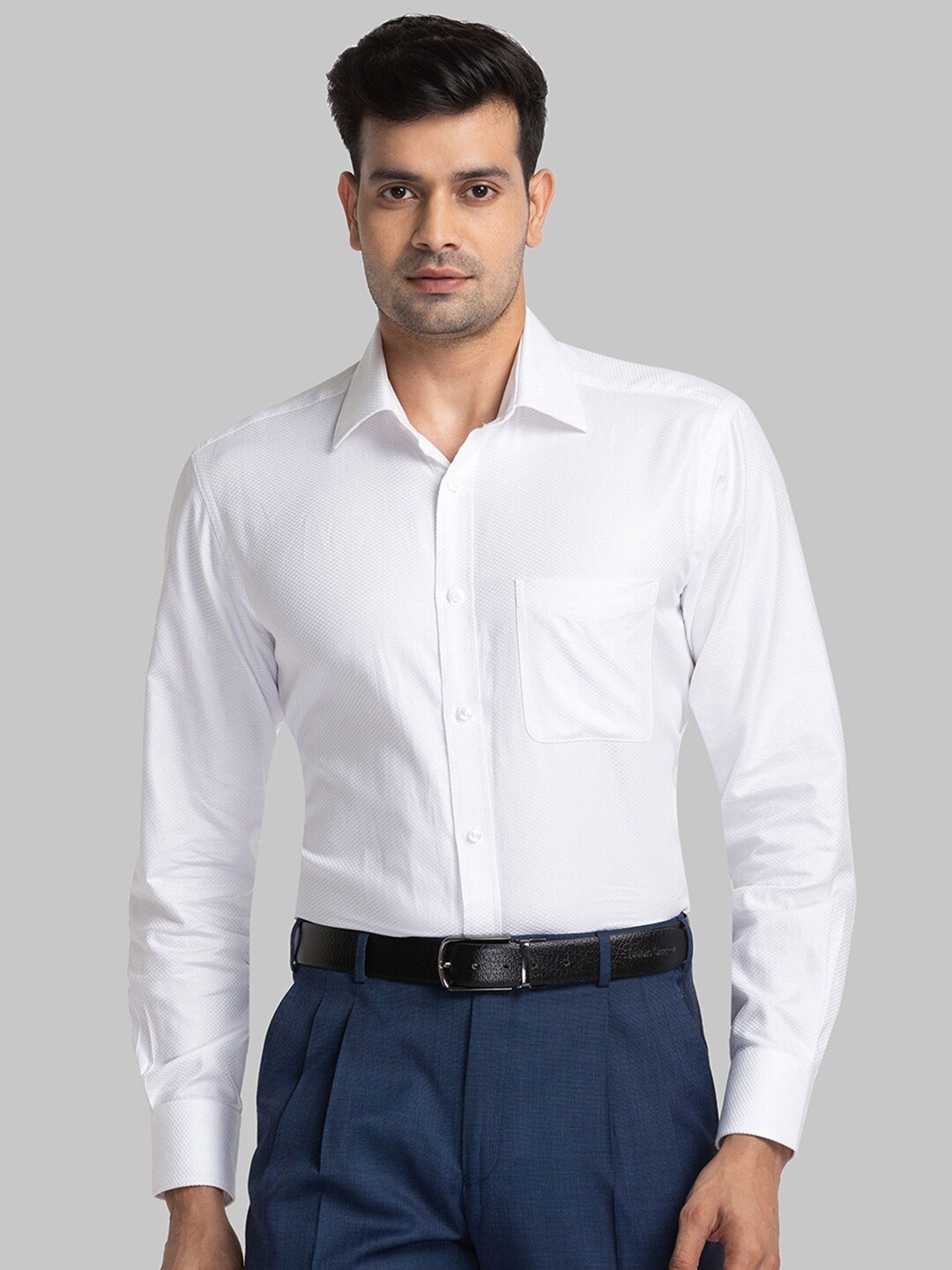 

Park Avenue Spread Collar Long Sleeves Pure Cotton Formal Shirt, White