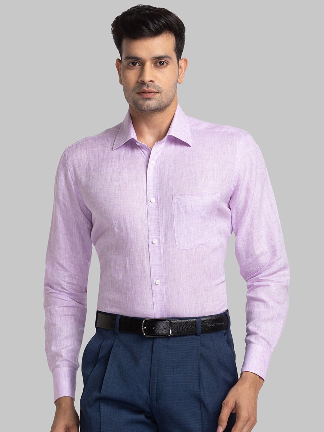 

Park Avenue Spread Collar Long Sleeves Relaxed Pure Cotton Shirt, Lavender