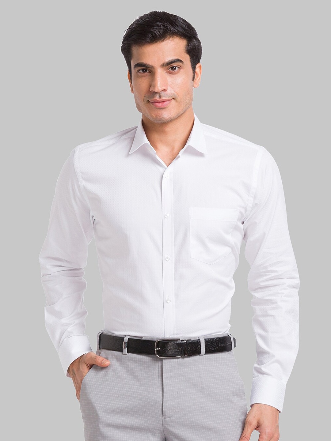 

Park Avenue Slim Fit Self Design Pure Cotton Formal Shirt, White