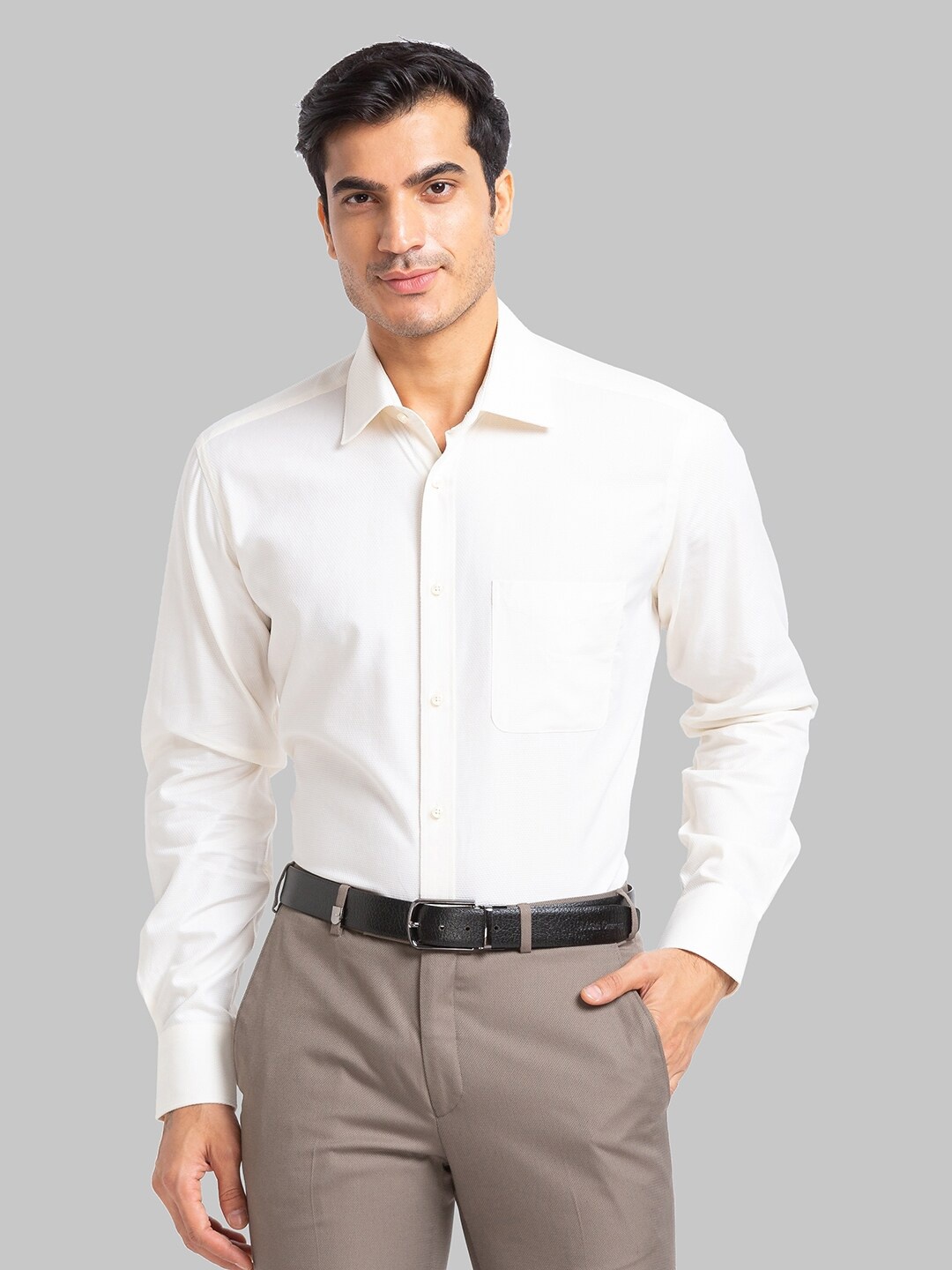 

Park Avenue Relaxed Spread Collar Formal Cotton Shirt, Yellow
