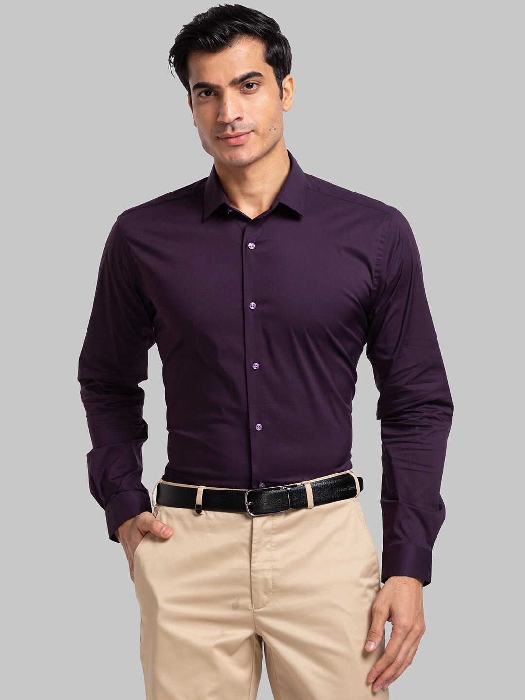 

Park Avenue Spread Collar Long Sleeves Cotton Formal Shirt, Violet