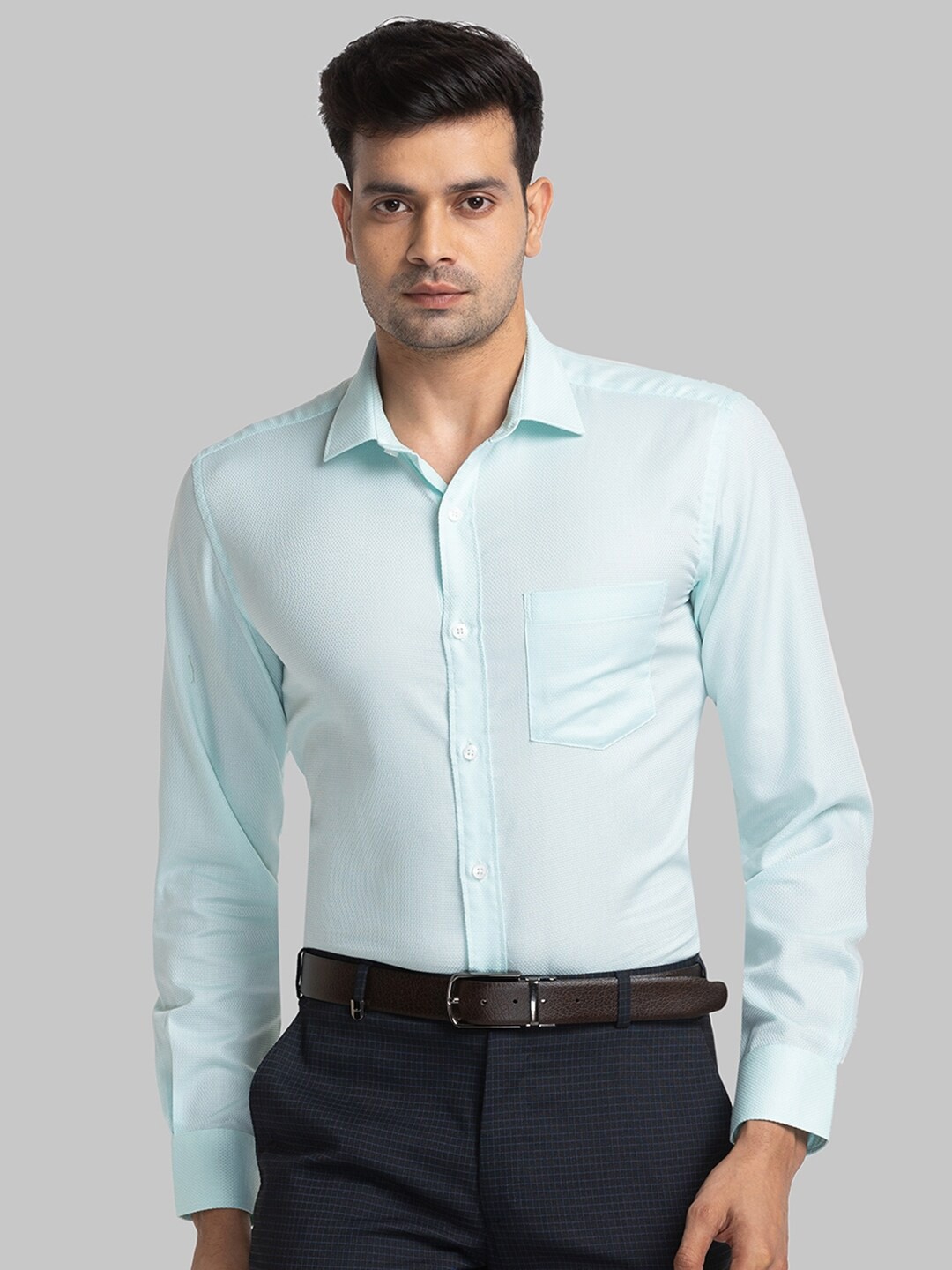 

Park Avenue Slim Fit Spread Collar Pure Cotton Formal Shirt, Green