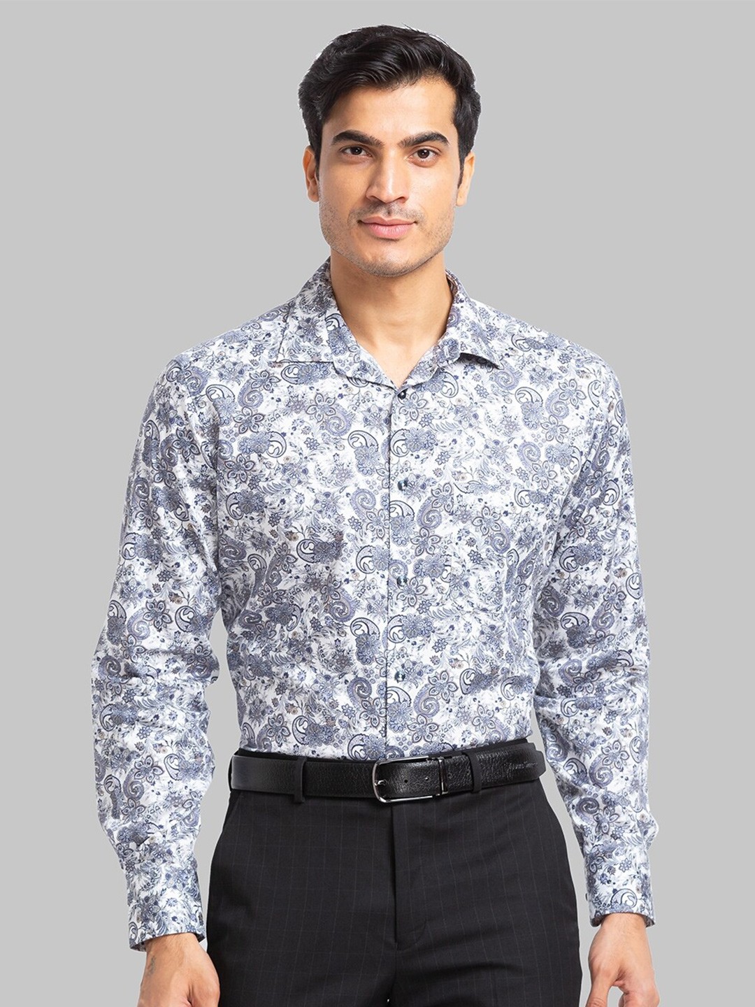 

Park Avenue Relaxed Fit Floral Printed Pure Cotton Formal Shirt, Blue