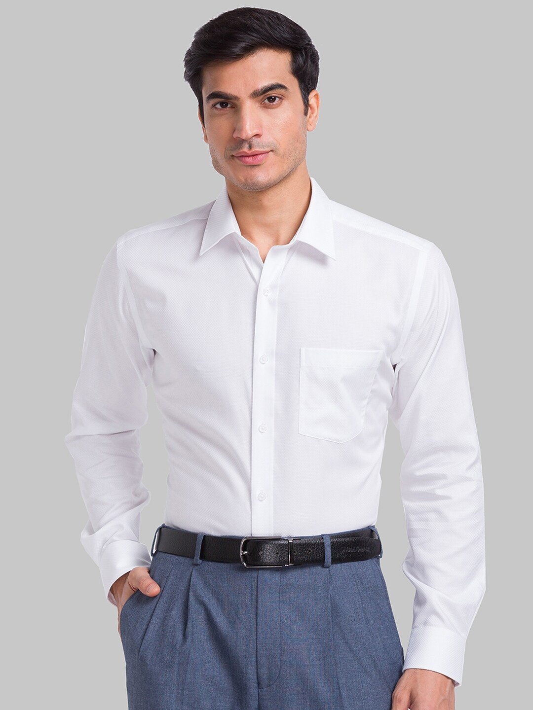 Park Avenue Relaxed Fit Spread Collar Pure Cotton Formal Shirt, White