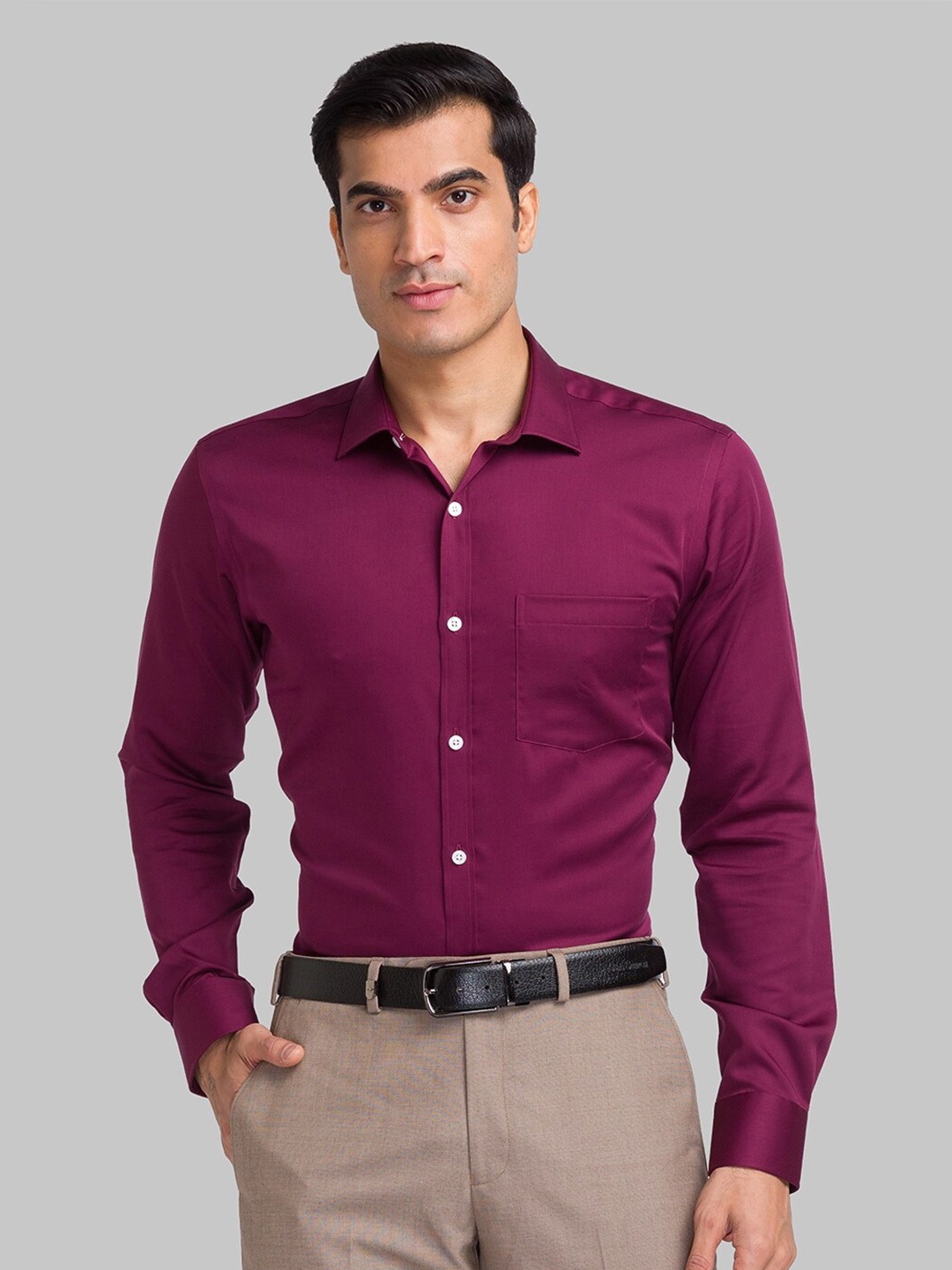 

Park Avenue Spread Collar Pure Cotton Formal Shirt, Maroon