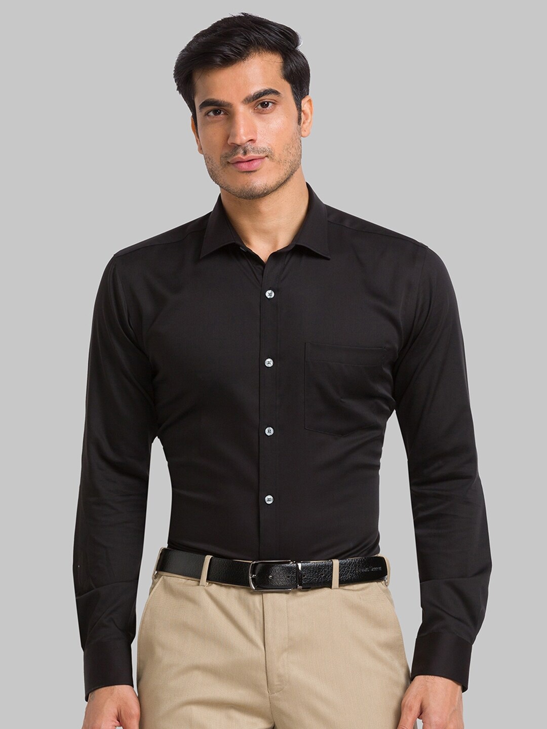 

Park Avenue Spread Collar Pure Cotton Formal Shirt, Black