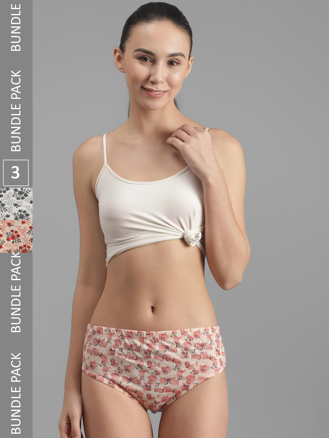 

Kotty Women Pack Of 3 Floral Printed Cotton Hipster Briefs, Orange