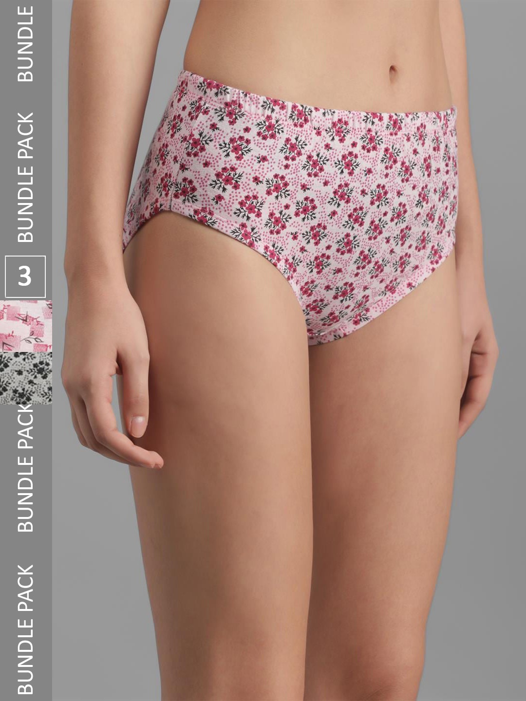 

Kotty Women Pack Of 3 Printed Cotton Hipster Briefs, Purple