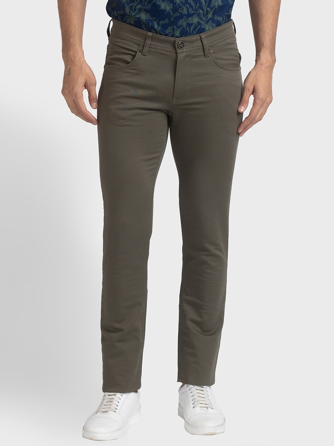 

ColorPlus Men Mid-Rise Casual Trousers, Olive