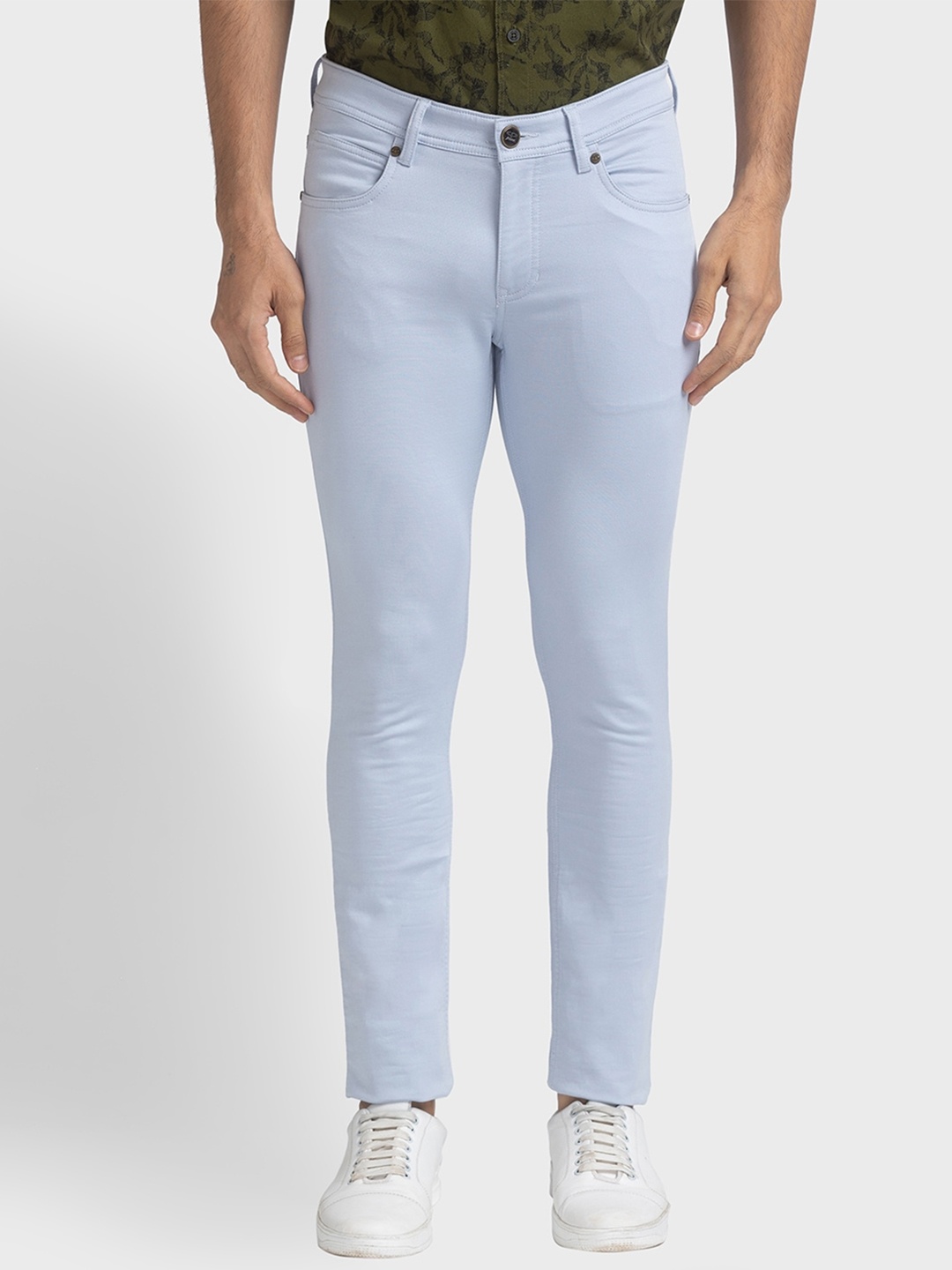 ColorPlus Men Mid-Rise Casual Trousers, Blue