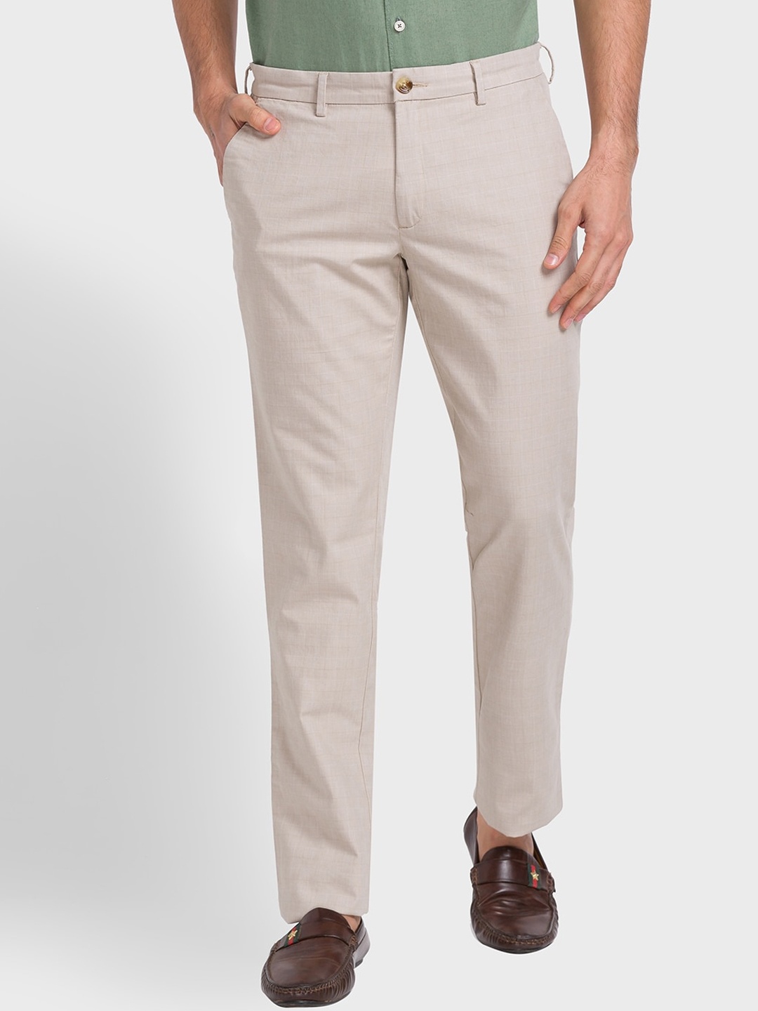 

ColorPlus Men Custom Fit Trousers, Brown