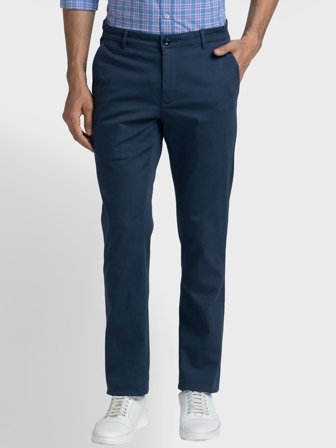 

ColorPlus Men Contemporary Fit Trousers, Blue