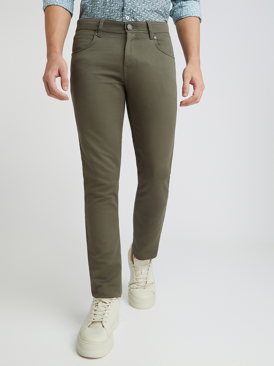 

ColorPlus Men Mid-Rise Casual Trousers, Olive