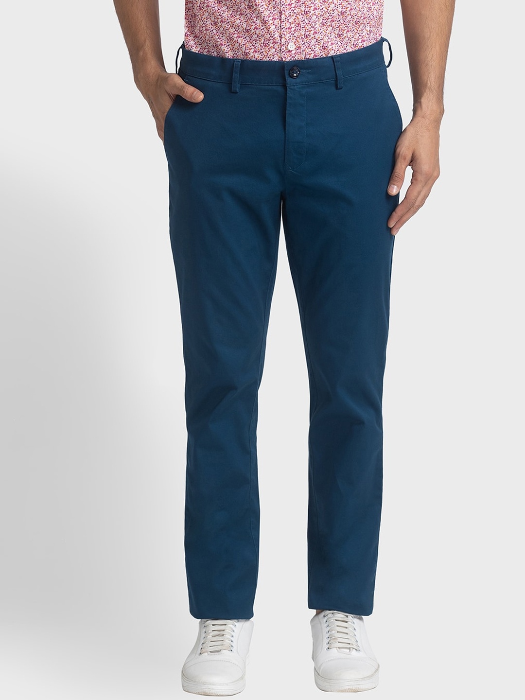 

ColorPlus Men Contemporary Fit Chinos Trousers, Blue