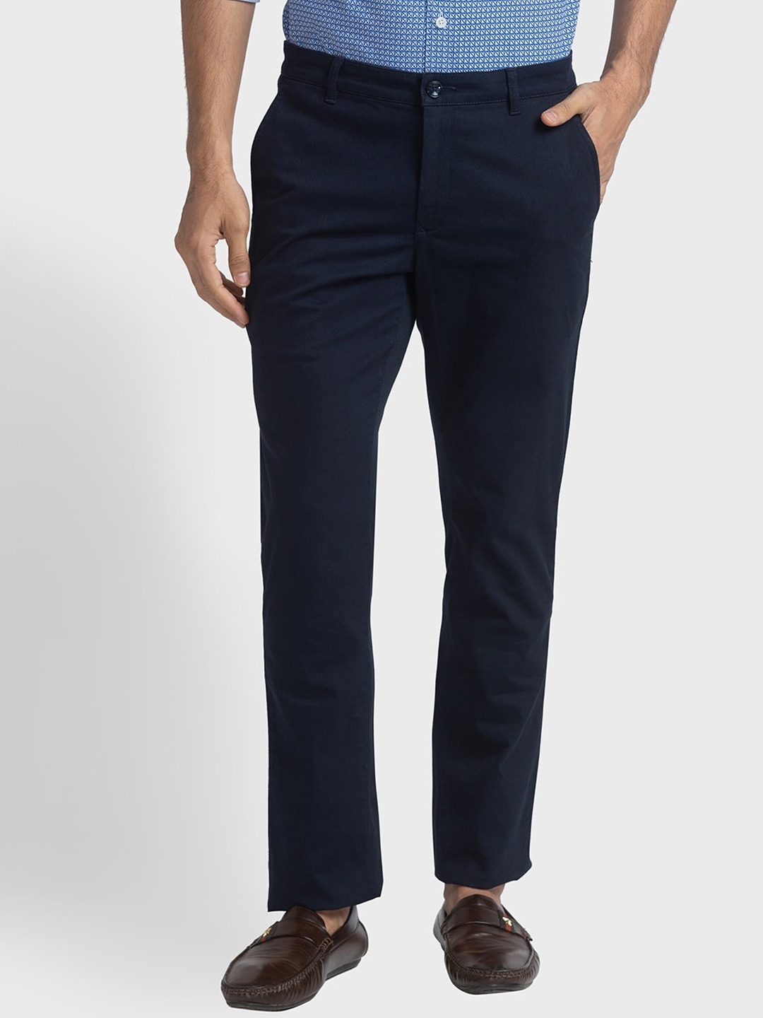 

ColorPlus Men Mid-Rise Chinos Trousers, Navy blue