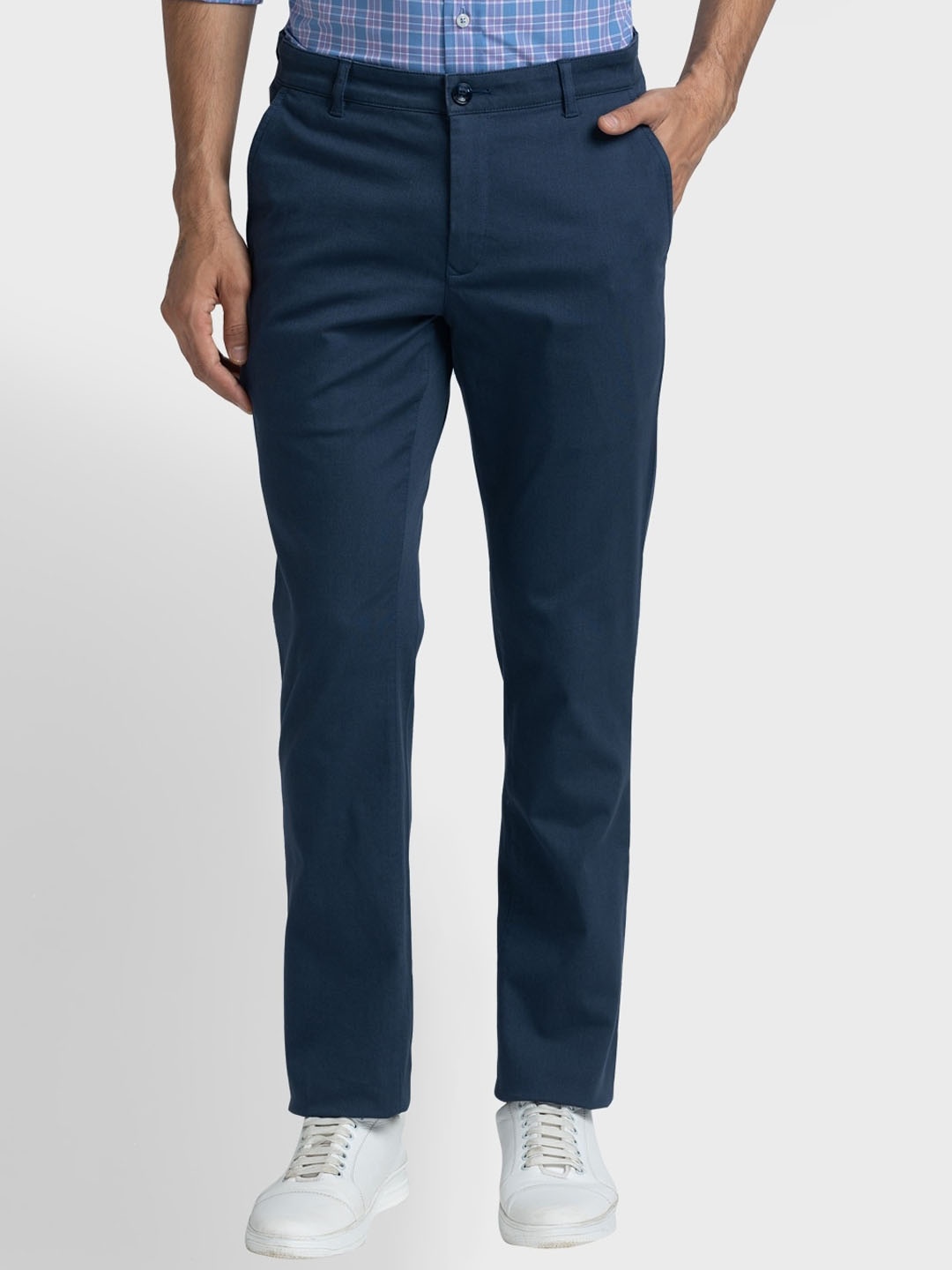 

ColorPlus Men Contemporary Fit Trousers, Blue