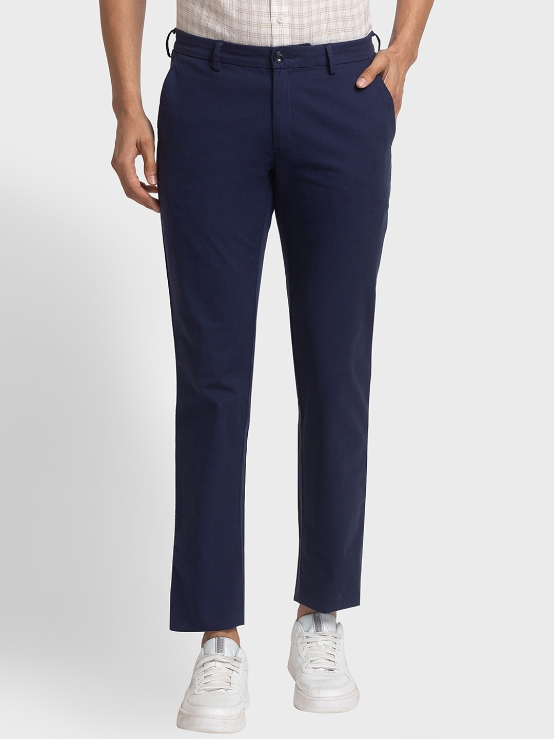 

ColorPlus Men Contemporary Fit Trousers, Blue