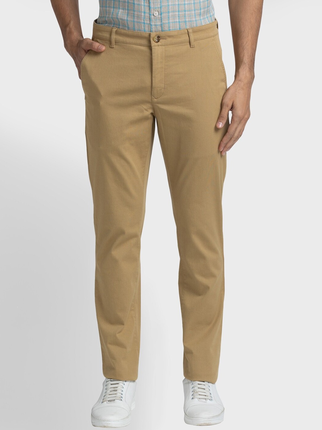 

ColorPlus Men Mid Rise Trousers, Khaki