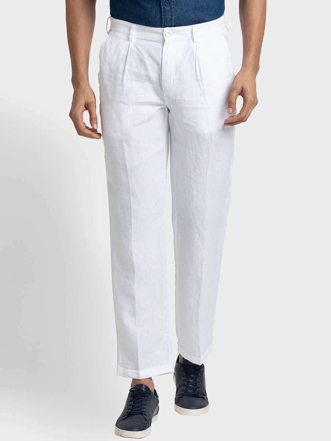 

ColorPlus Men Tailored Fit Pleated Trousers, White