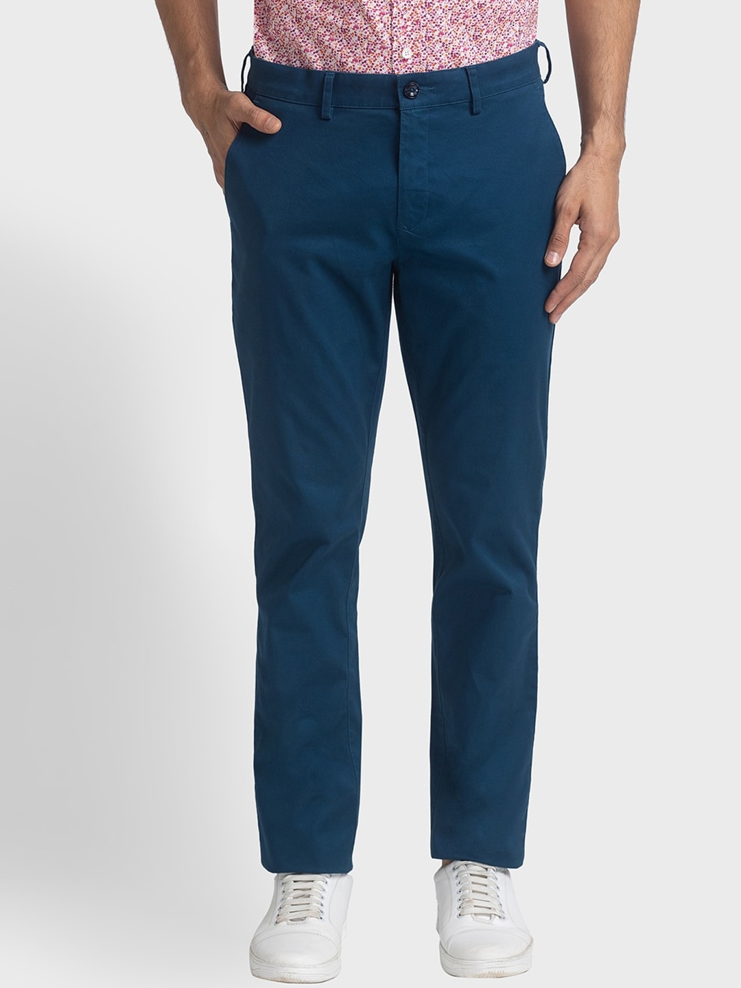 

ColorPlus Men Mid Rise Chinos Trousers, Blue