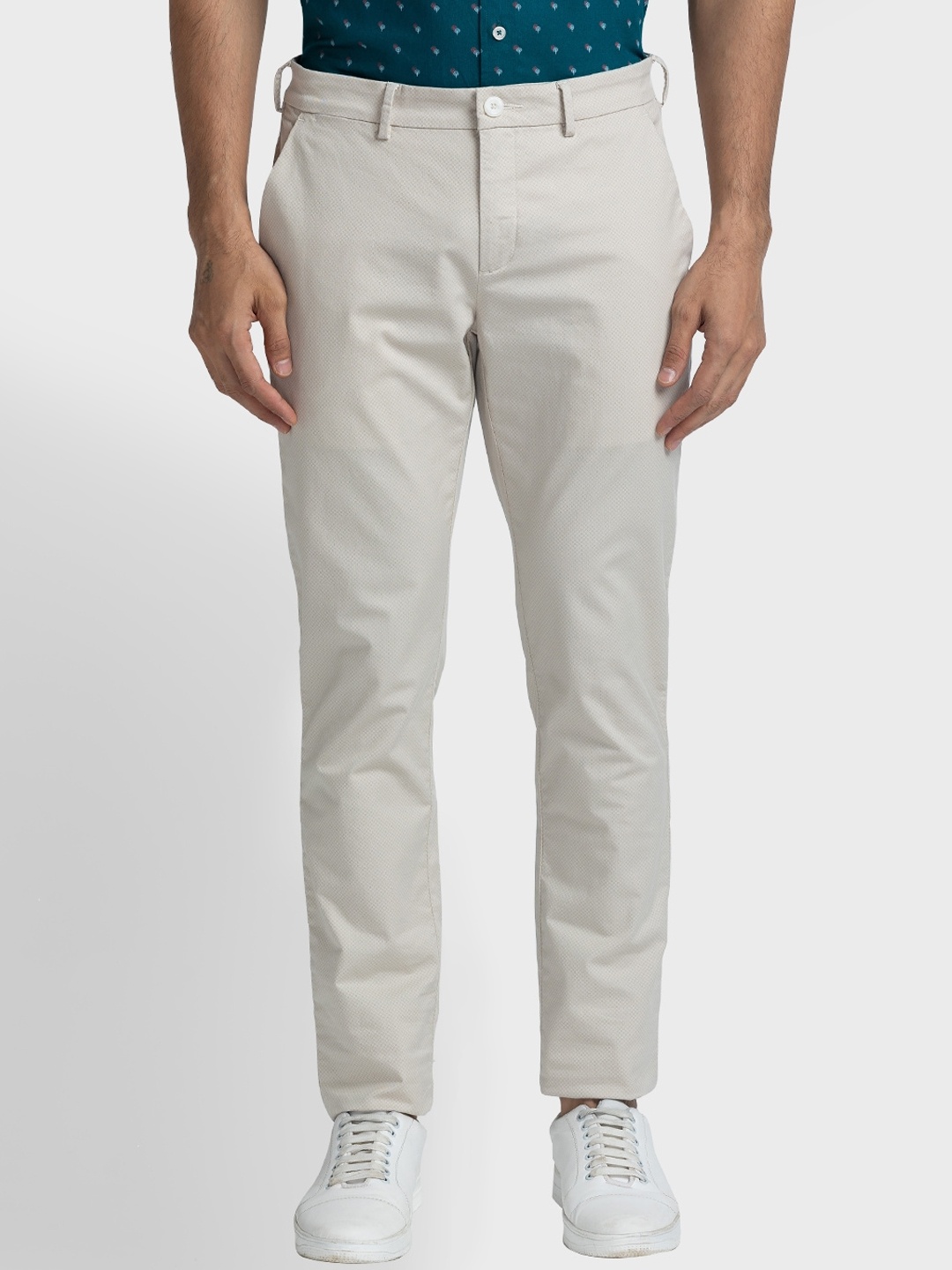 

ColorPlus Men Mid Rise Regular Fit Trousers, Off white