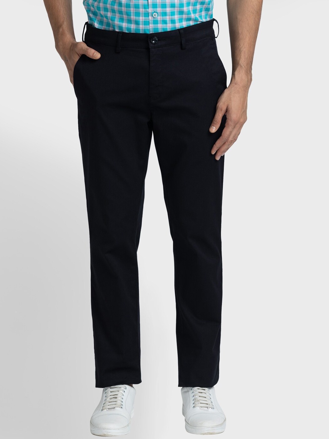 

ColorPlus Men Mid Rise Chinos Trousers, Black