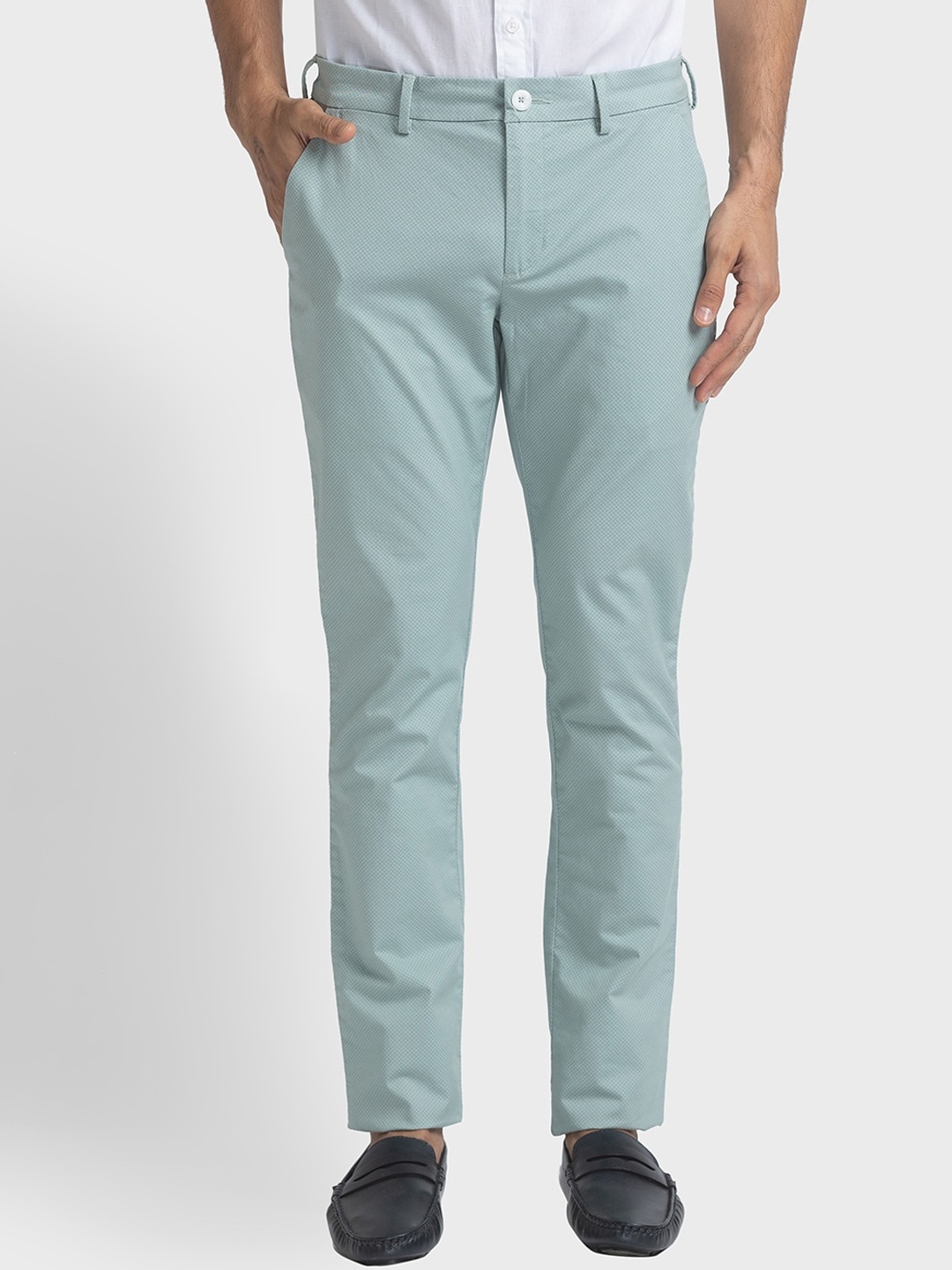 

ColorPlus Men Mid Rise Chinos Trousers, Green