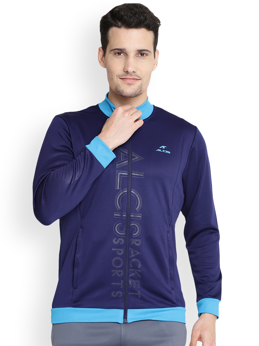 

Alcis Men Navy Blue Solid Sporty Jacket